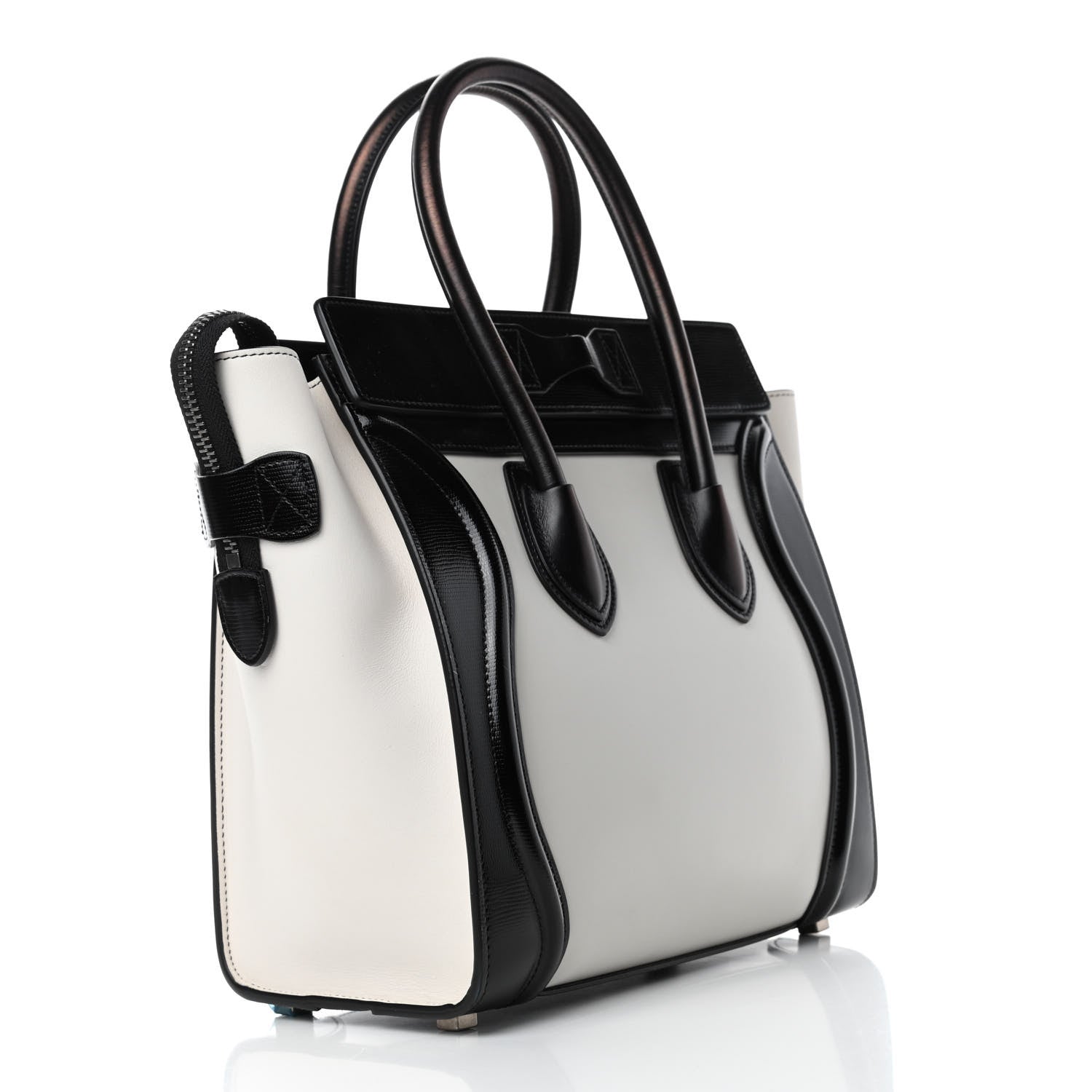 Celine Sleek Calfskin Micro Bi-Color Luggage Black White 2 of 6
