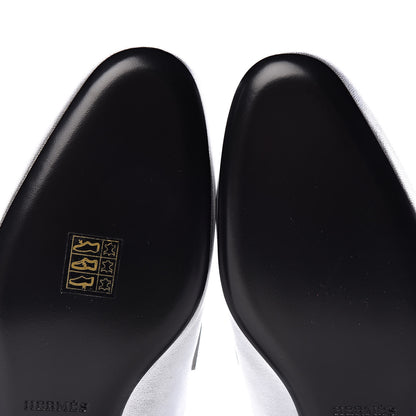 Hermes Metallic Goatskin Womens Rivoli Mules 39 Gris Argente 8 of 9