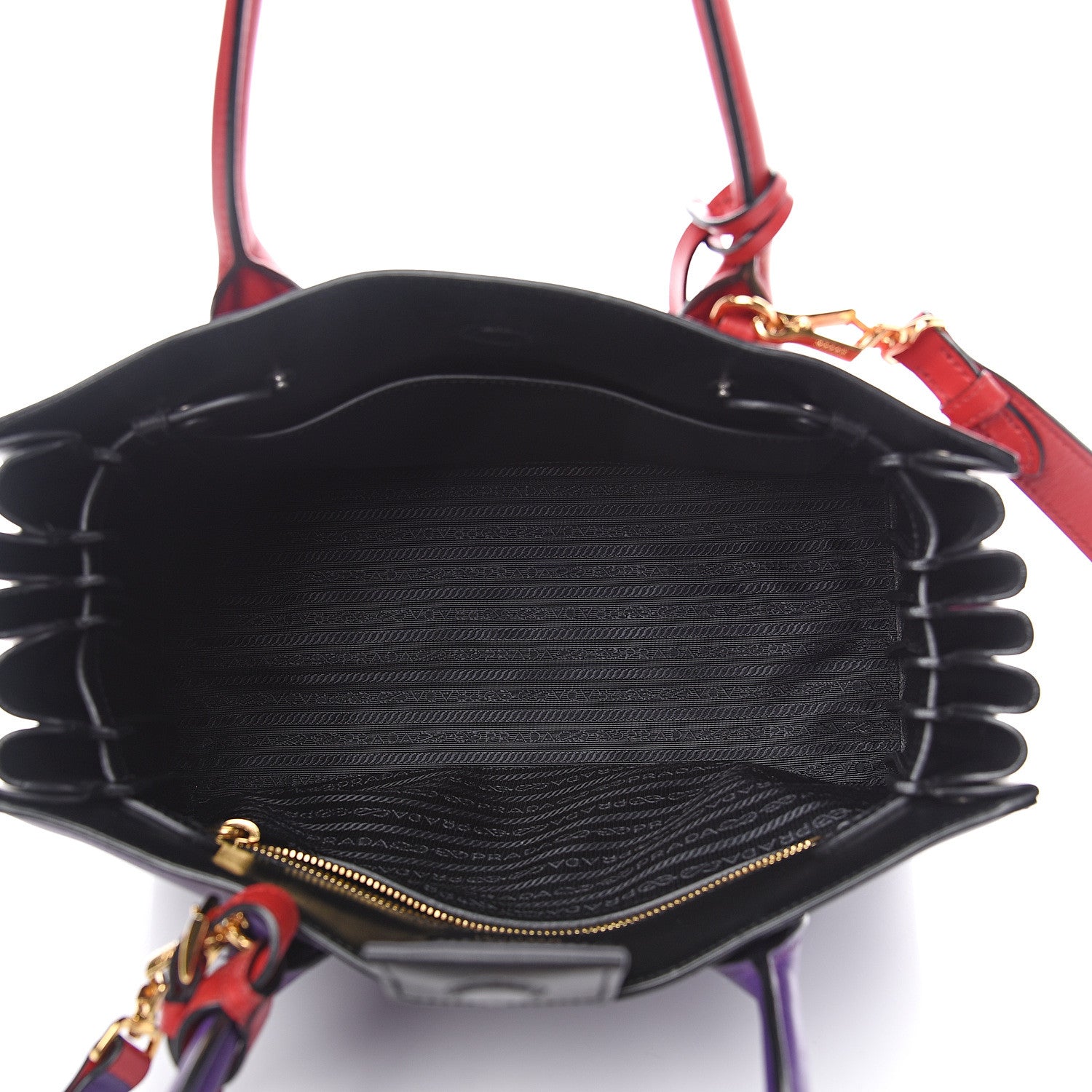 Prada City Calfskin Medium Colorblock Bibliothèque Tote Fuoco Viola Black 4 of 11