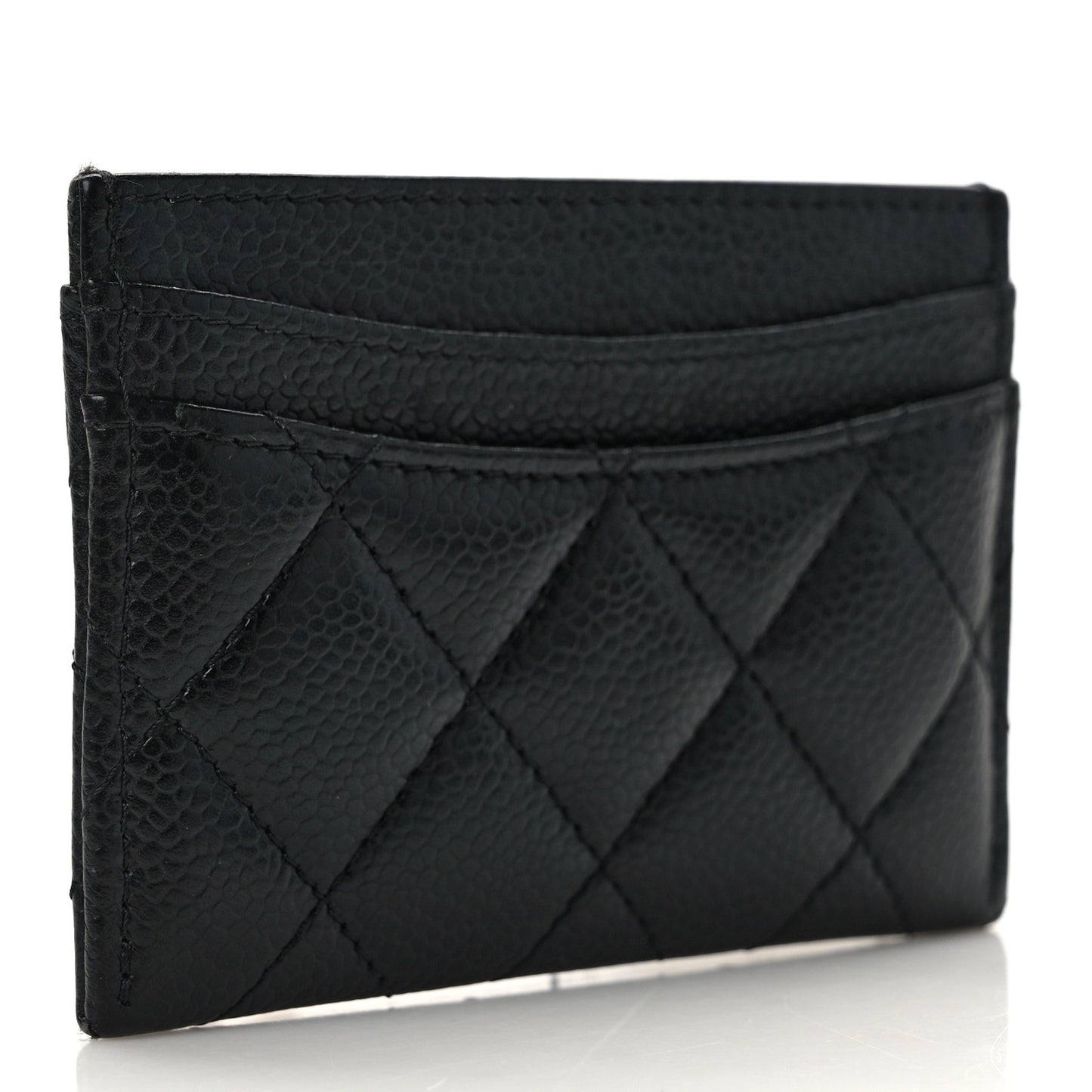 Caviar Quilted Card Holder Black