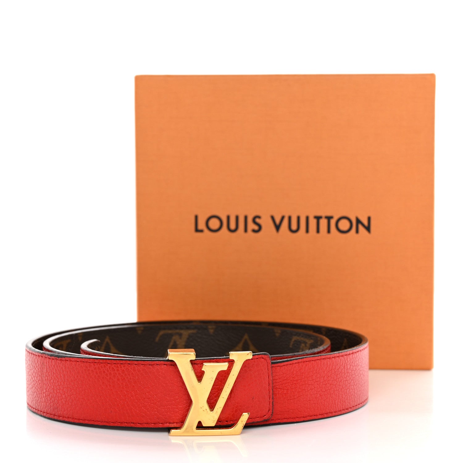Louis Vuitton Calfskin Monogram 30mm LV Initiales Reversible Belt 90 36 Coquelicot 9 of 9