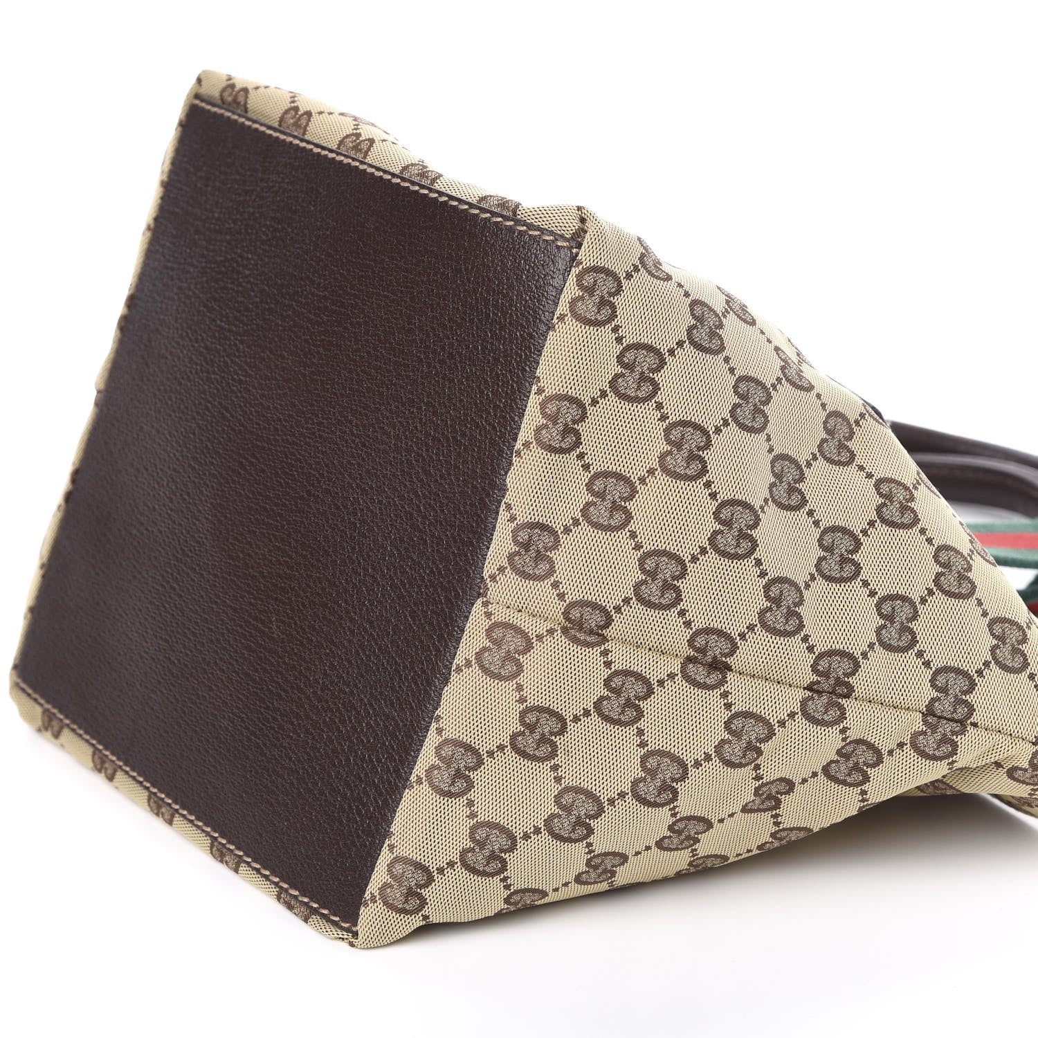 Gucci GG Monogram Small Web Handle Bucket Tote Dark Brown 9 of 10