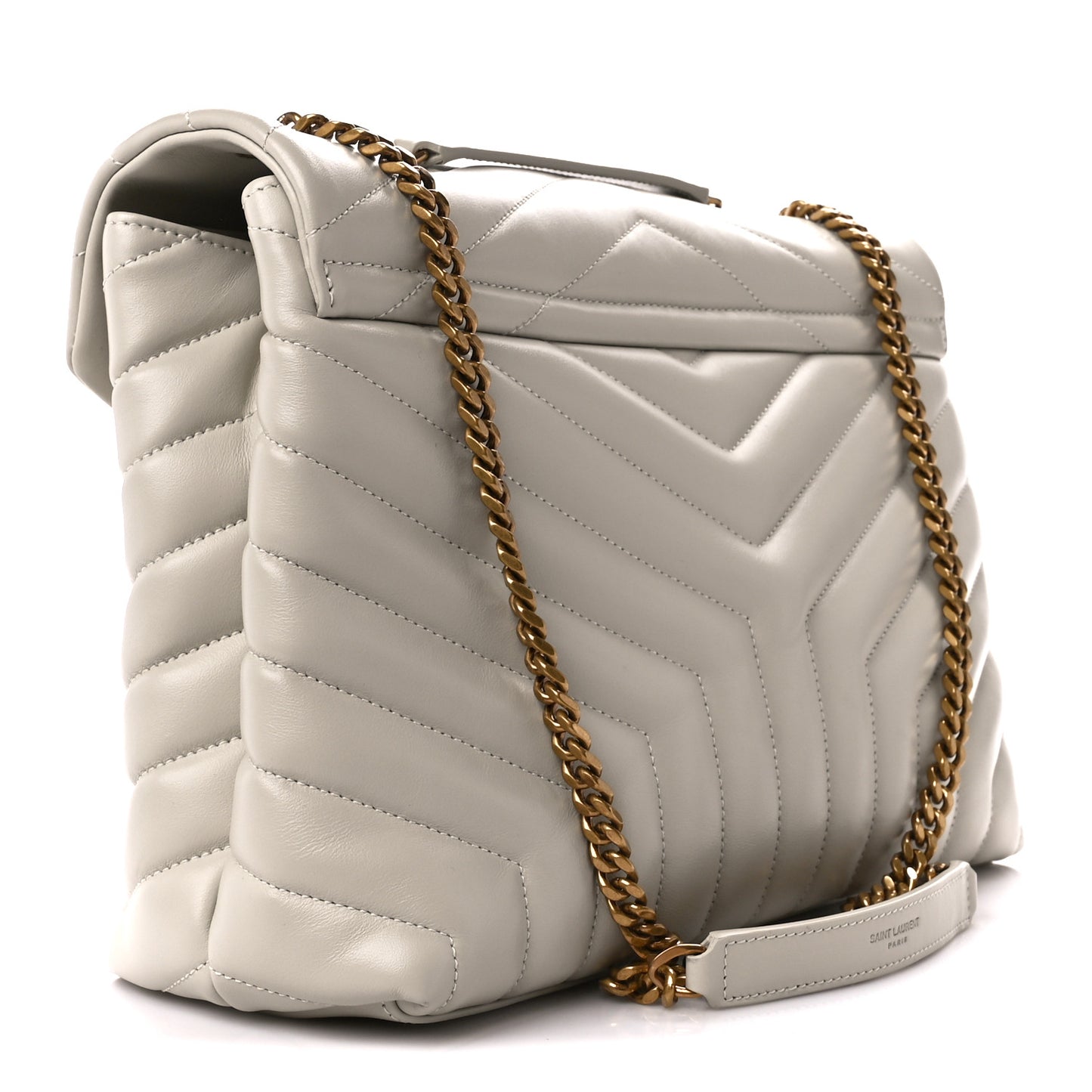 Calfskin Y Quilted Monogram Medium Loulou Chain Satchel Crema Soft