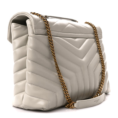 Saint Laurent Calfskin Y Quilted Monogram Medium Loulou Chain Satchel Crema Soft 3 of 11