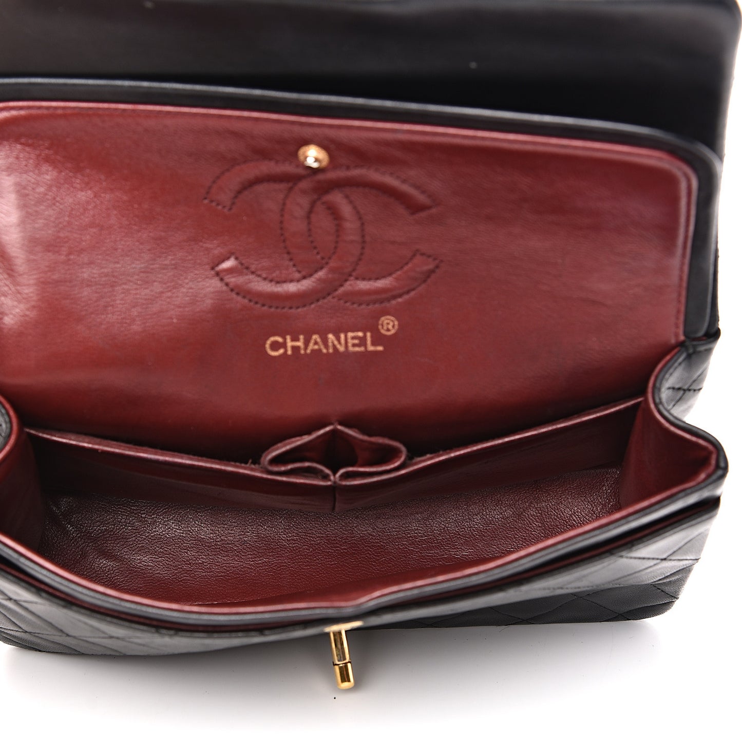 Lambskin Quilted Small Double Flap Black