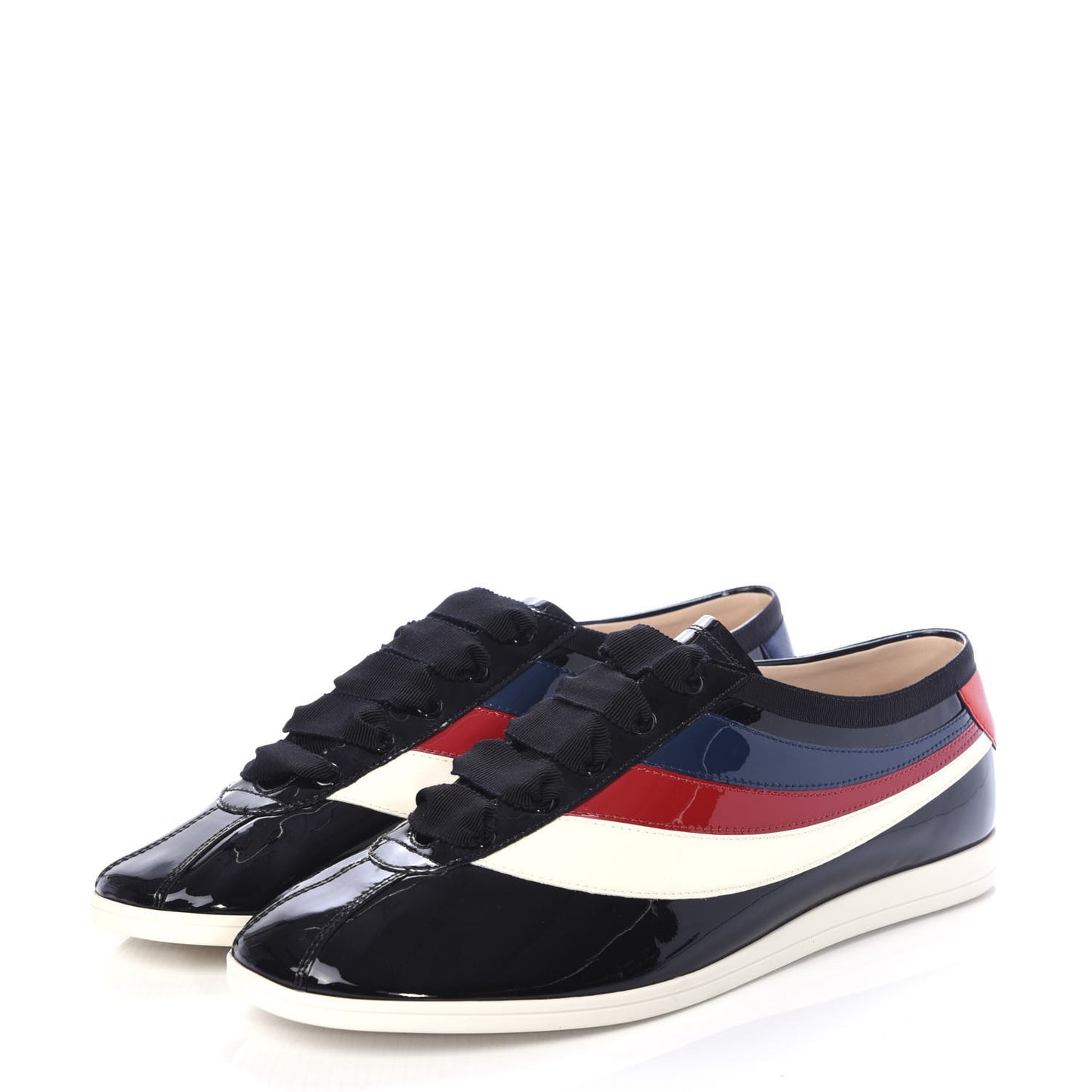 Patent Calfskin Web Falacer Sneakers 9 Black