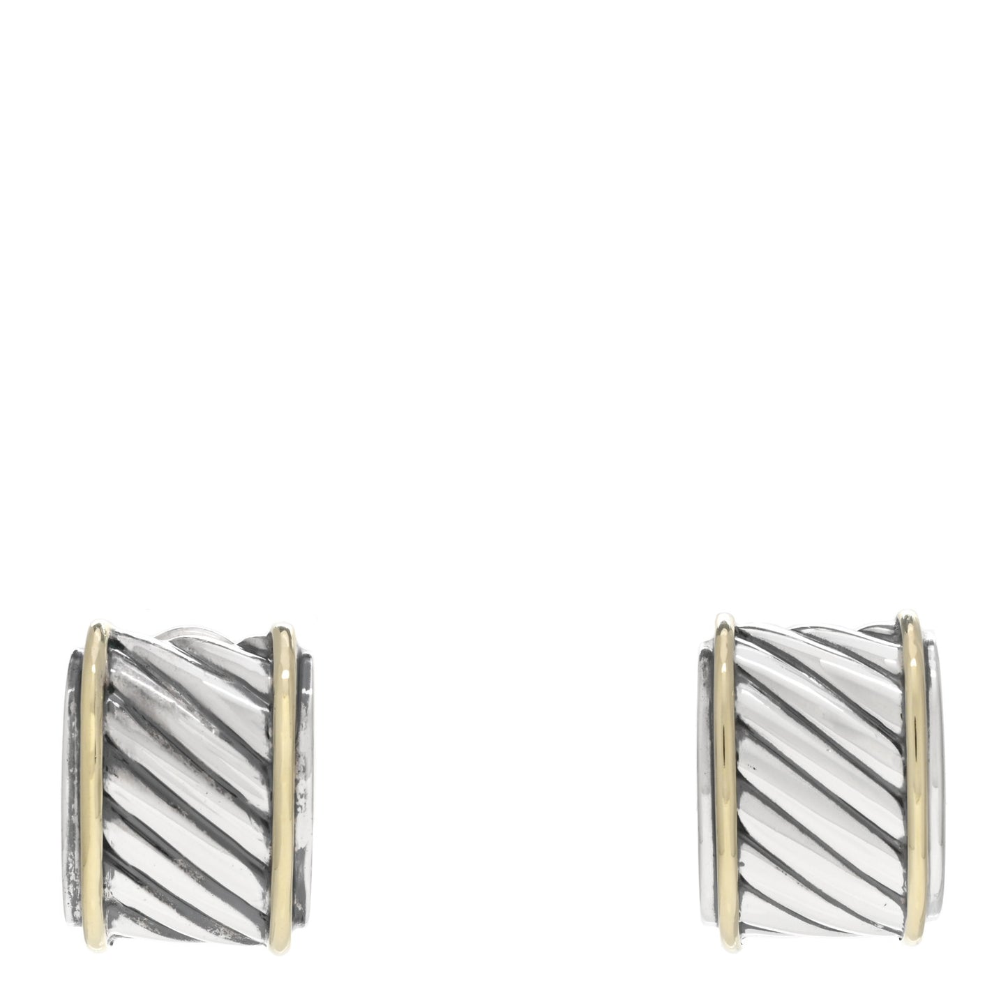 Sterling Silver 14K Yellow Gold Cable Classics Cigar Band Earrings