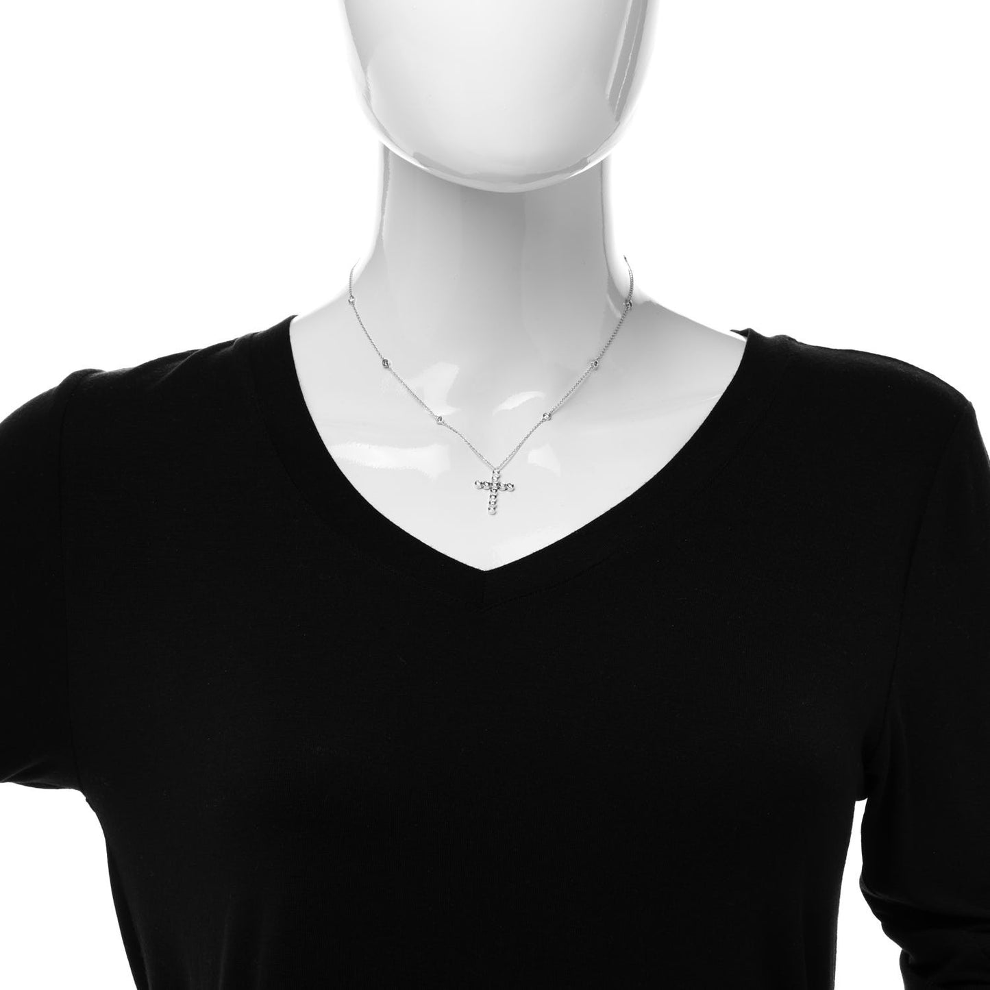 Platinum Diamond Small Jazz Cross Pendant Necklace