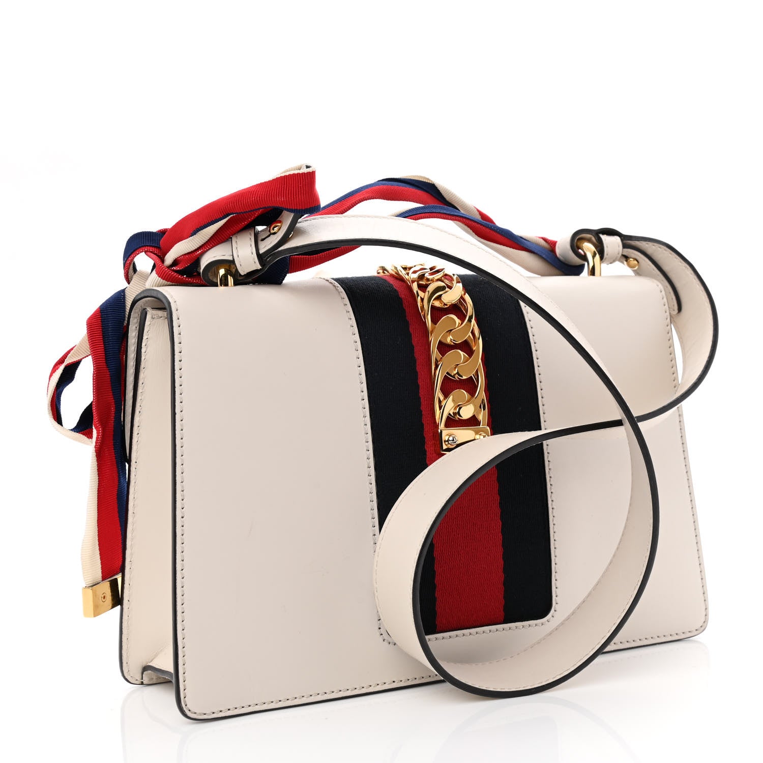 Gucci Calfskin Small Sylvie Shoulder Bag Off White 3 of 12