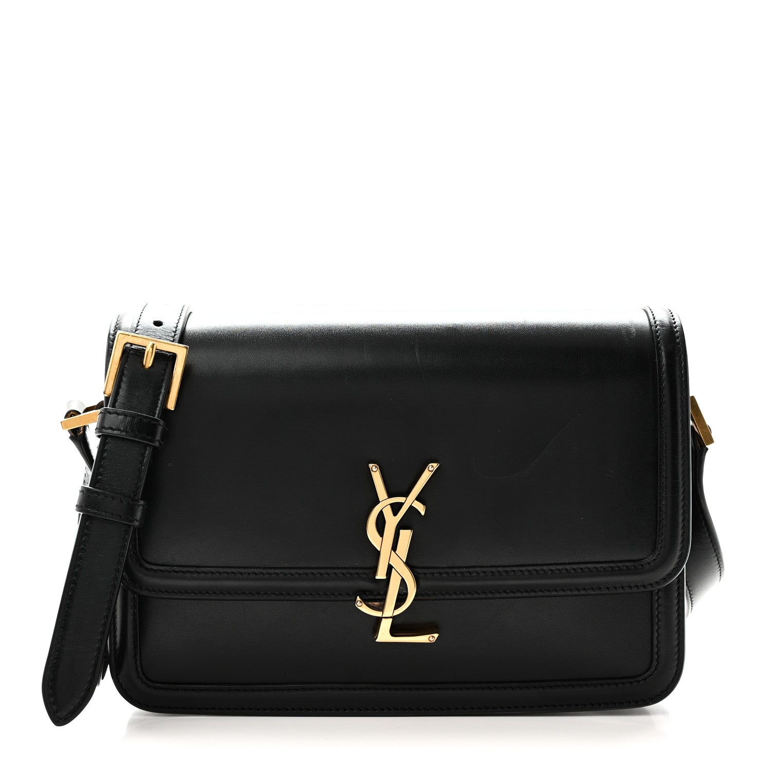 Saint Laurent Box Calfskin Monogram Medium Solferino Satchel Black 1 of 10