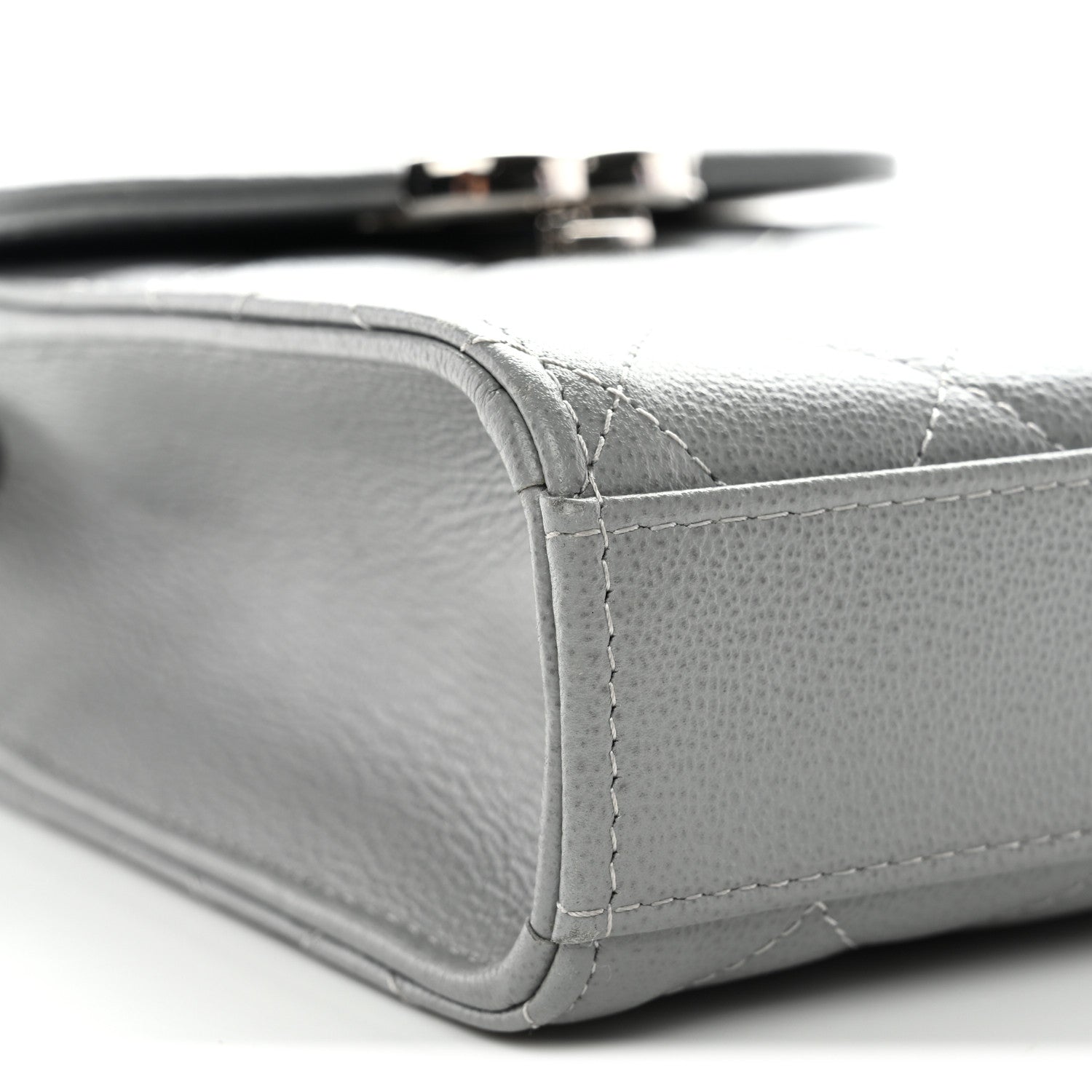 Chanel Grained Calfskin Quilted CC Box Clutch With Chain Grey 10 of 11