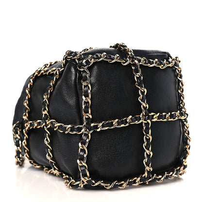 Chanel Lambskin Bucket Chain Drawstring Bag Black 4 of 10