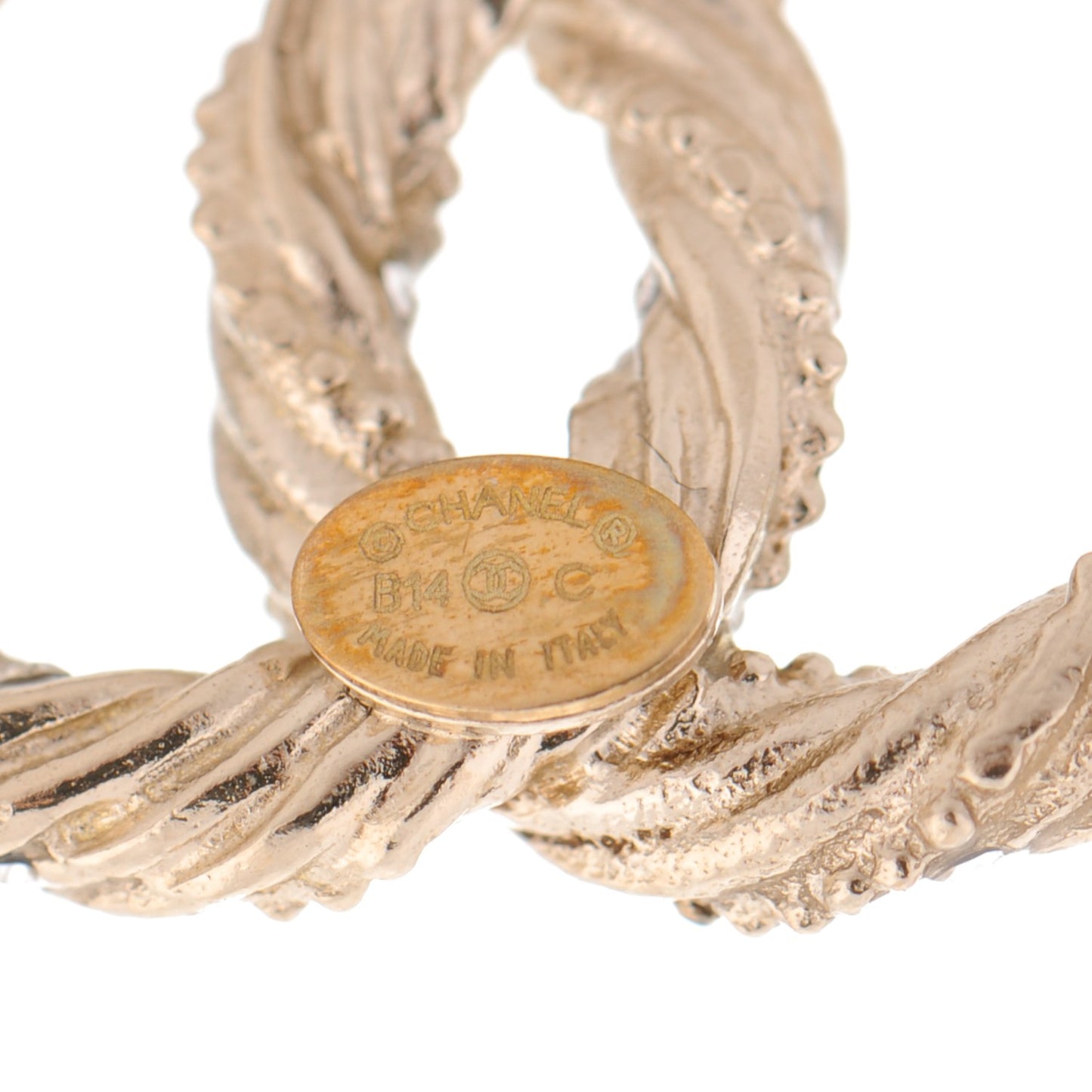 Crystal Twisted CC Earrings Gold