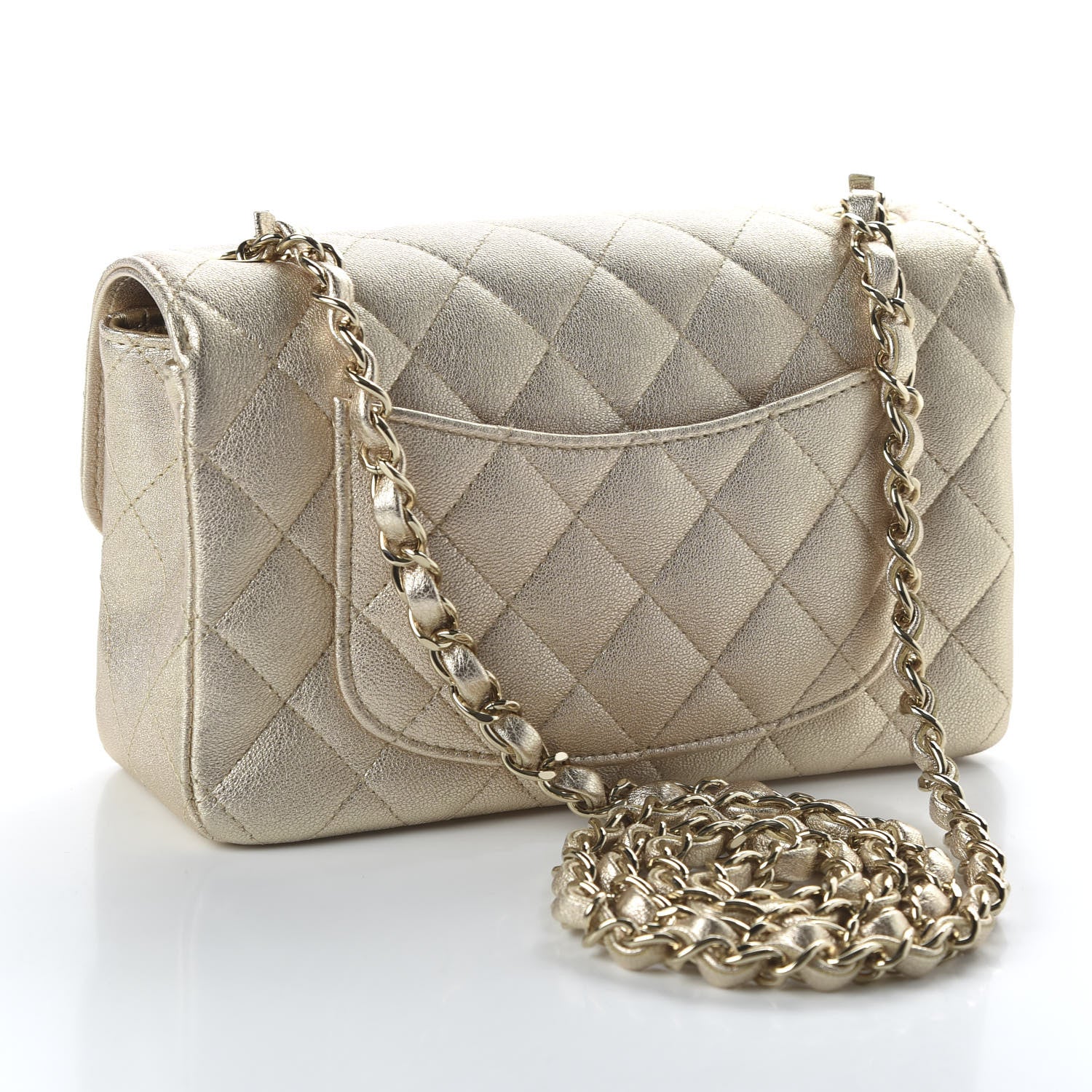 Chanel Metallic Lambskin Quilted Mini Rectangular Flap Gold 3 of 10