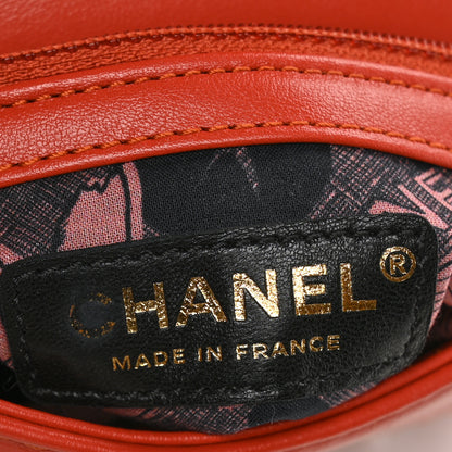 Chanel Lambskin Quilted Small CC Lock Flap Bucket Bag Red 6 of 9
