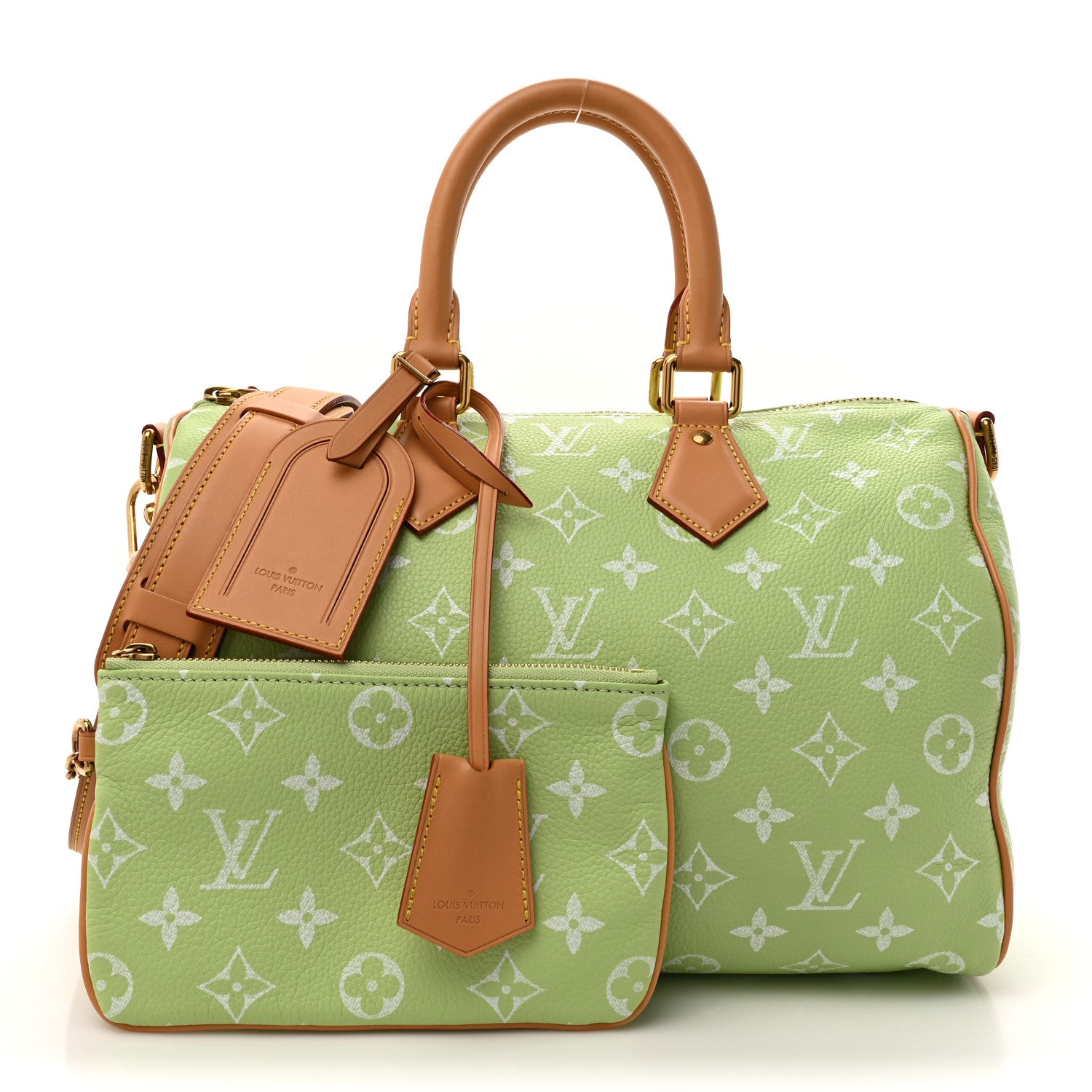 Louis Vuitton Calfskin Monogram Speedy P9 Bandouliere 30 Frozen Lime Vert Clair 3 of 14