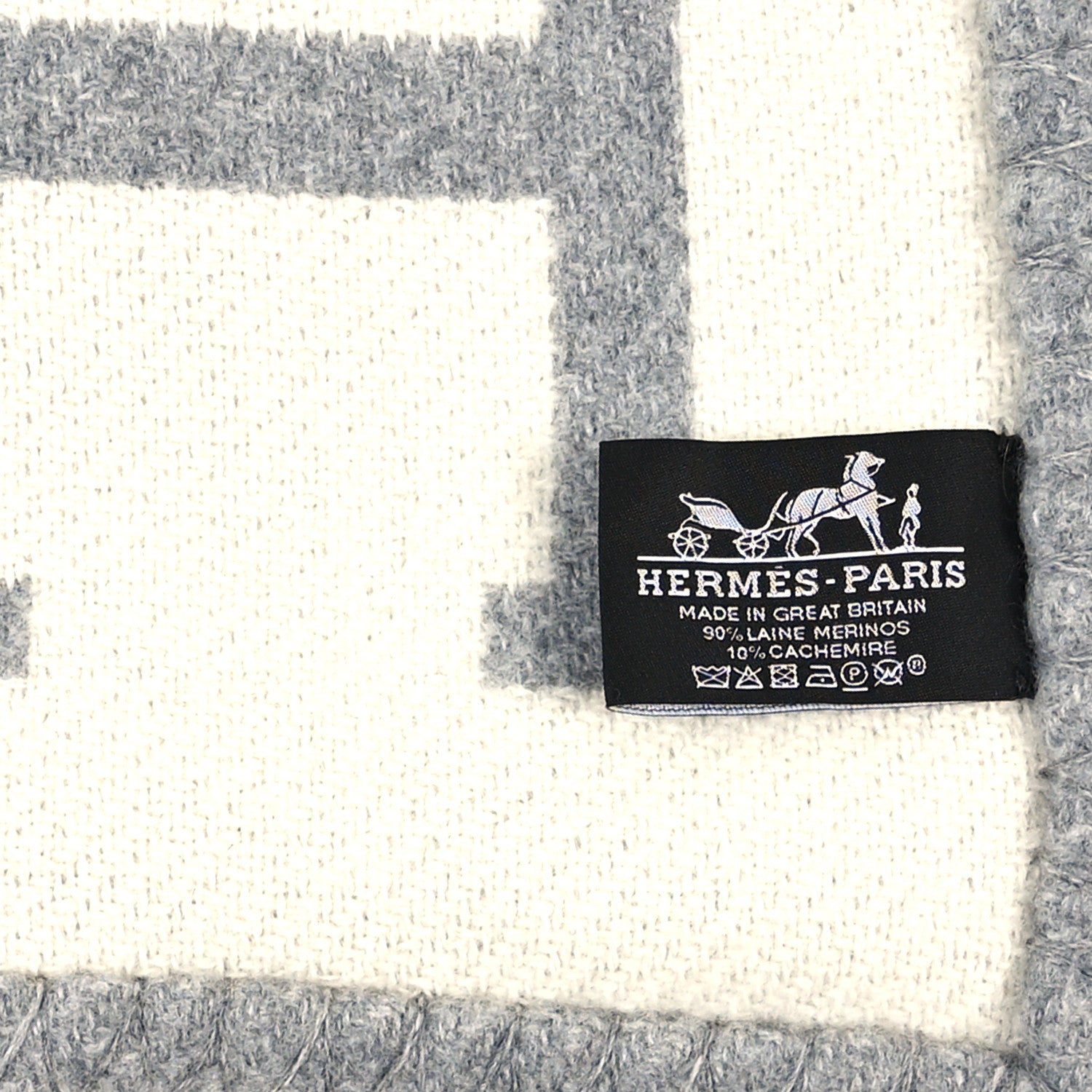 Hermes Wool Cashmere Avalon III Blanket Ecru Gris Clair 3 of 3