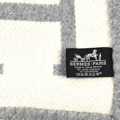Hermes Wool Cashmere Avalon III Blanket Ecru Gris Clair 3 of 3
