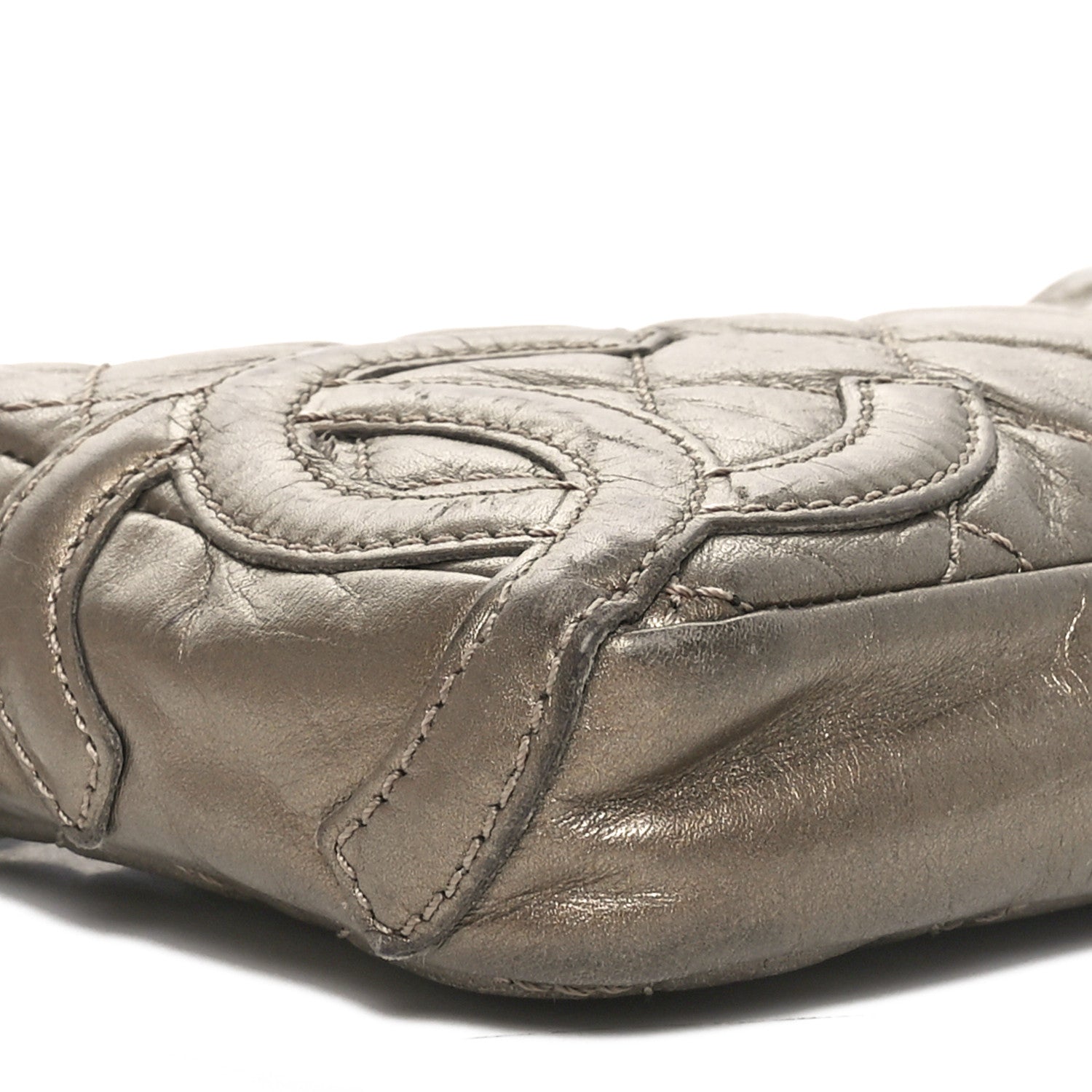 Chanel Metallic Aged Calfskin Quilted Cotton Club Pochette Bronze 9 of 10