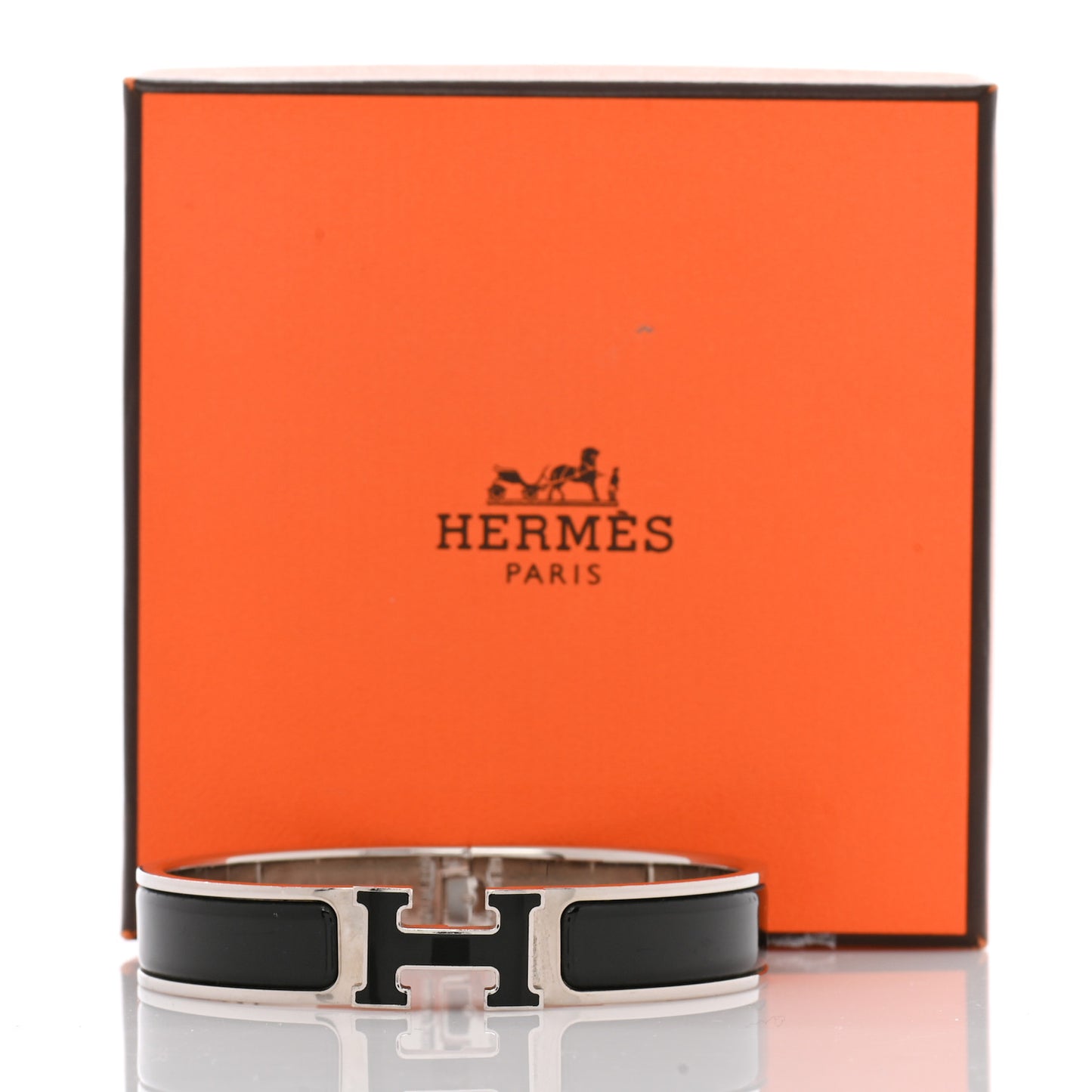 Enamel Narrow Clic Clac H Bracelet PM Black