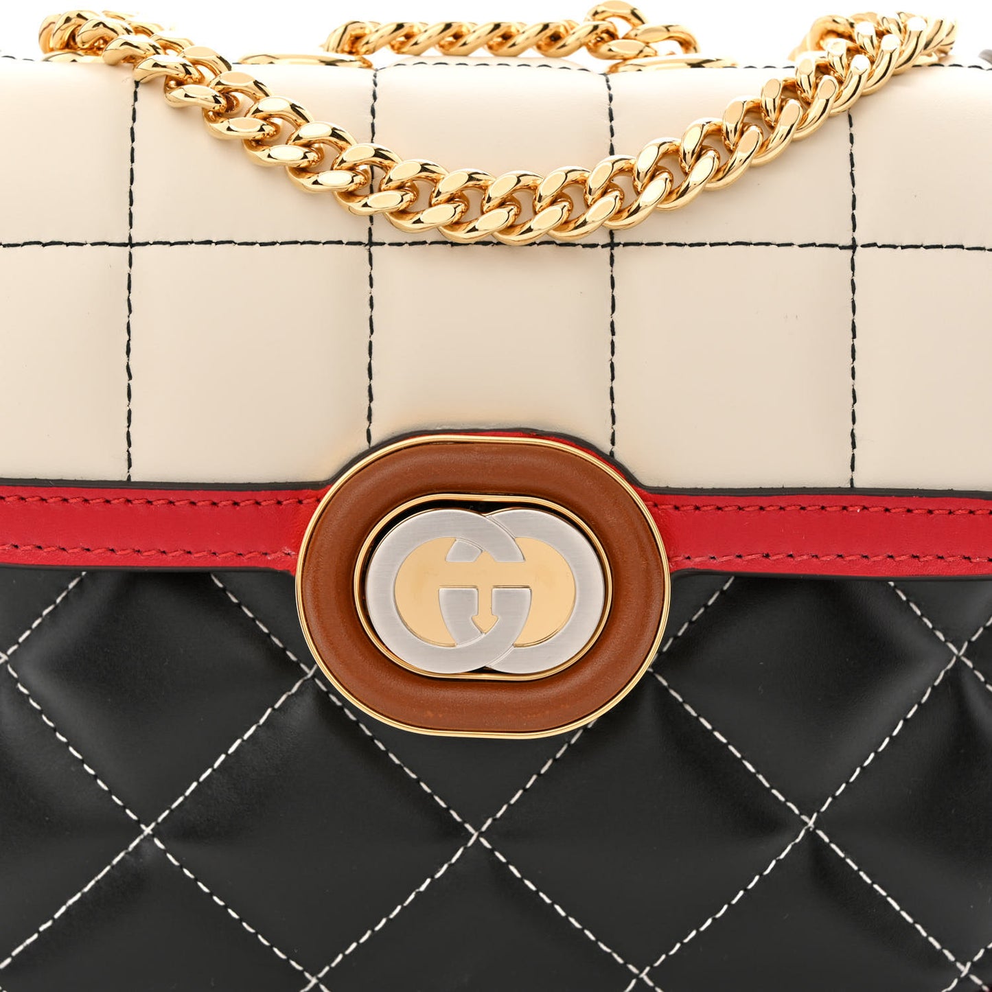 Calfskin Quilted Mini Deco Shoulder Bag Mystic White Red Black