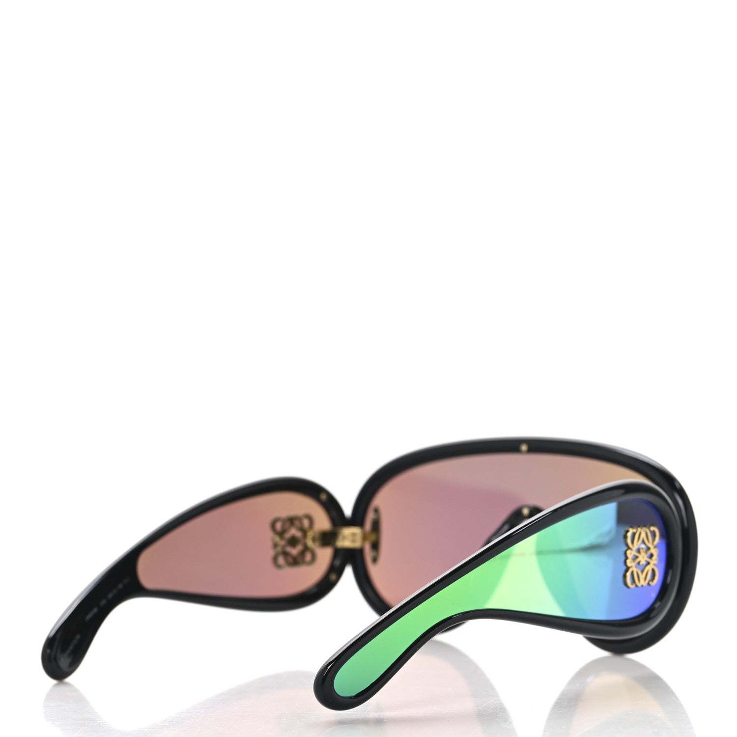 Loewe Acetate Mirrored Anagram Wave Mask Sunglasses LW40108I Black Green 4 of 7