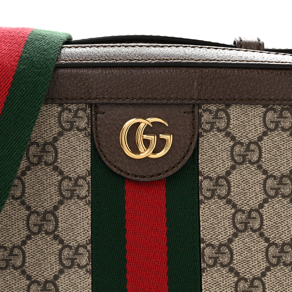 Gucci GG Supreme Monogram Web Small Ophidia Top Handle Shoulder Bag Brown 8 of 14