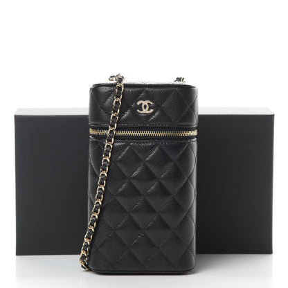 Chanel Caviar Quilted Phone Holder With Chain Black 12 of 12