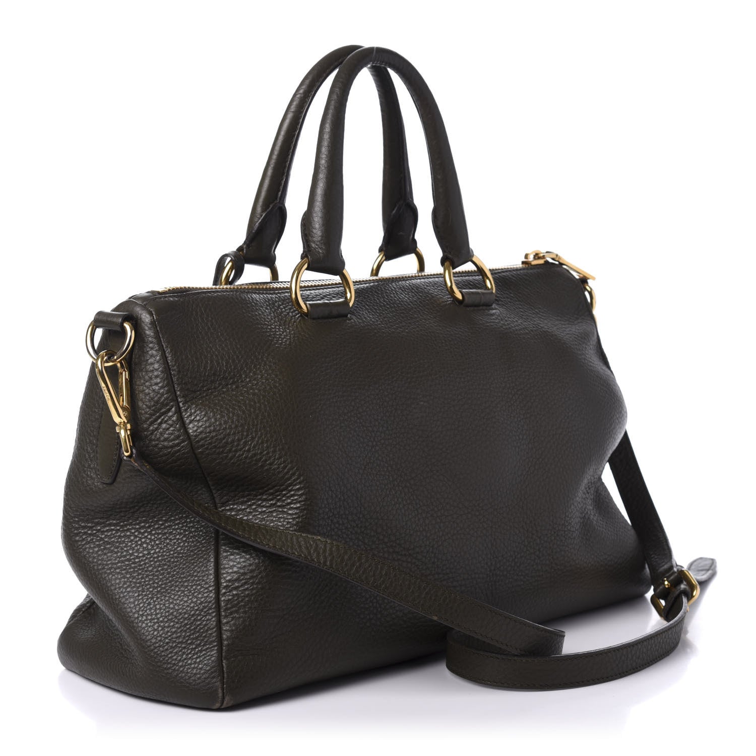 Prada Vitello Daino Top Handle Zip Tote Militare 3 of 10