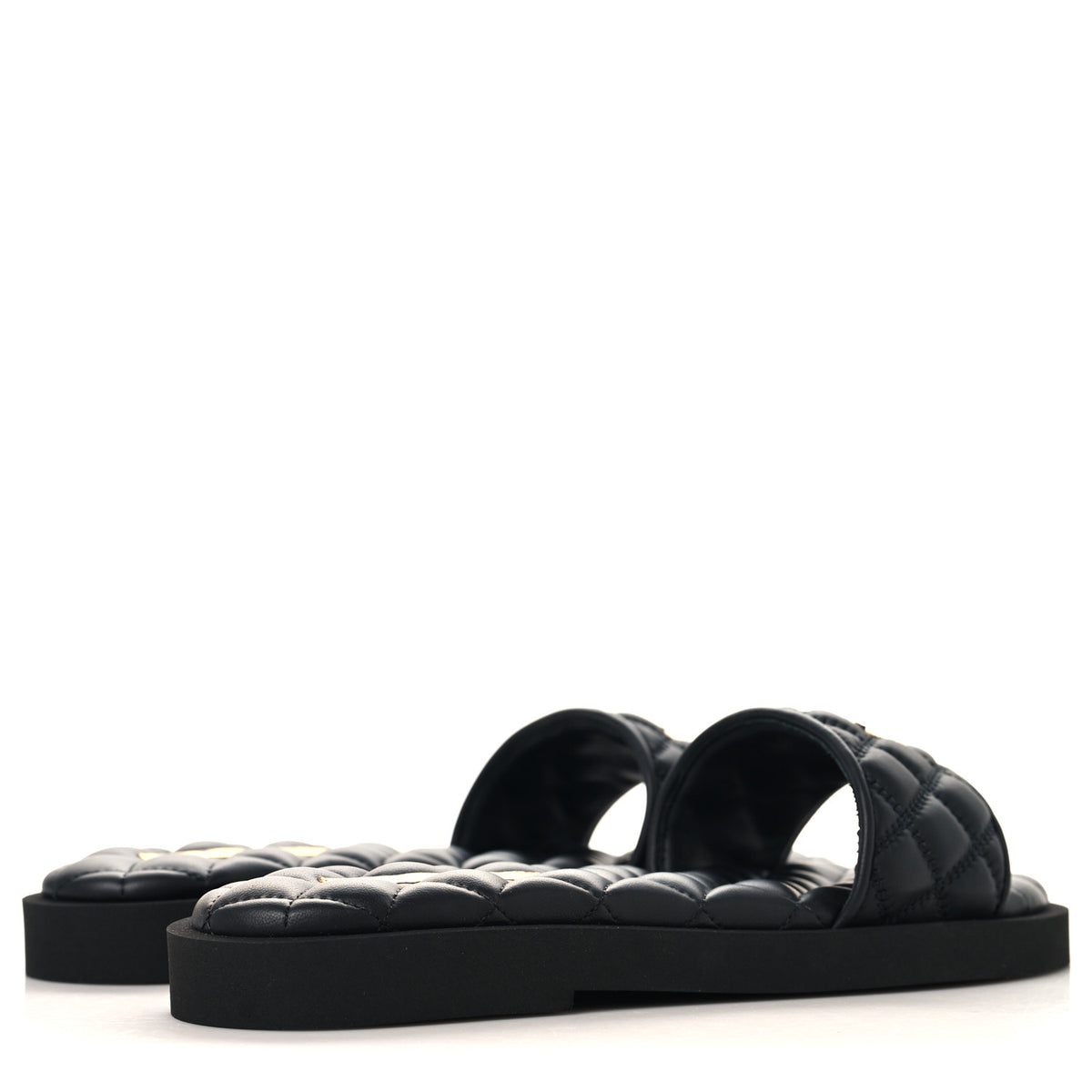 Chanel Lambskin Quilted Textured CC Mules Sandals 39 Black 5 of 10