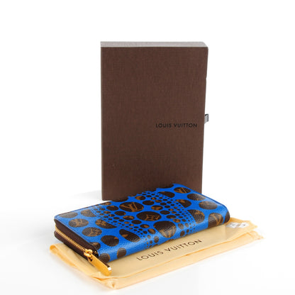 Louis Vuitton Monogram Kusama Pumpkin Dots Zippy Wallet Blue 4 of 9