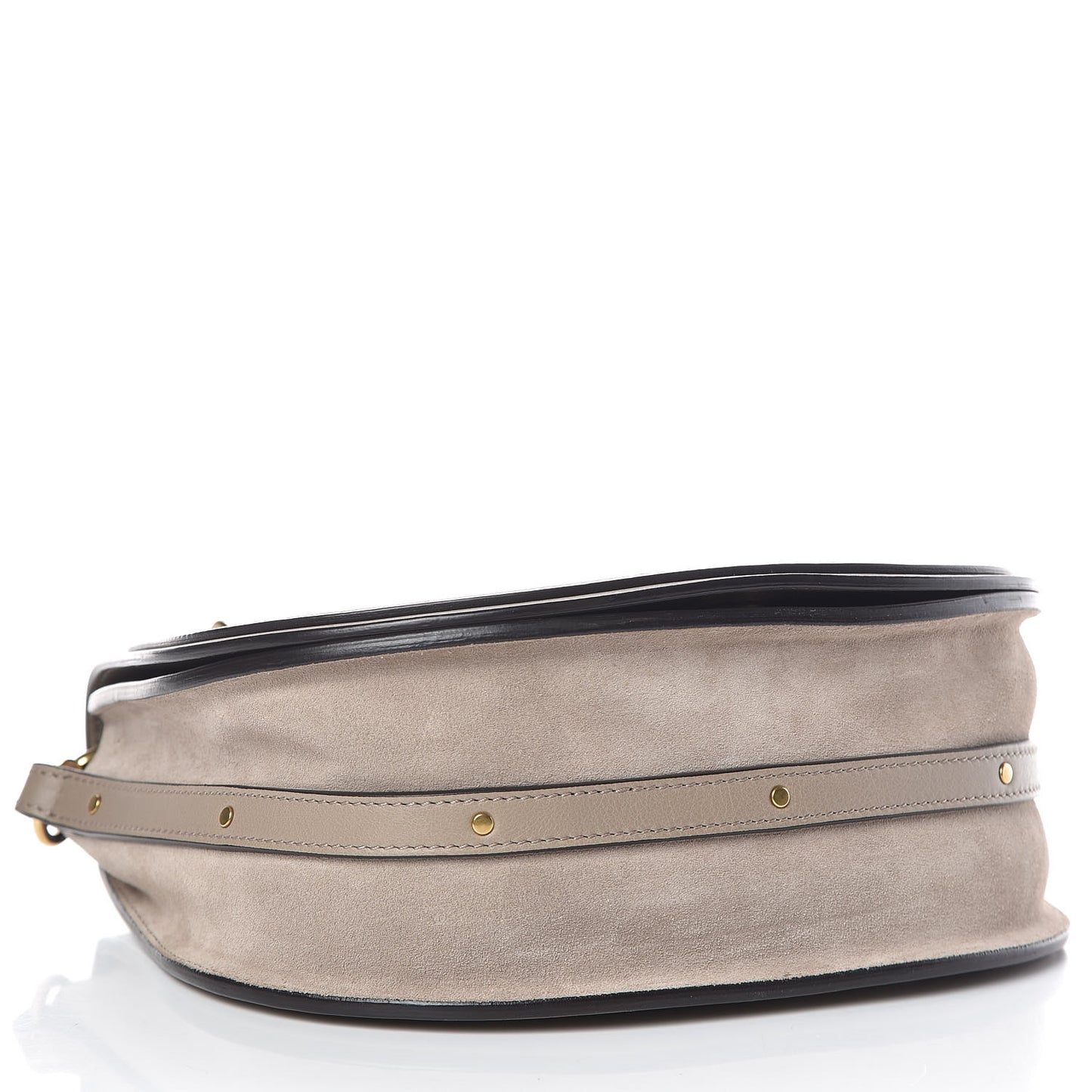 Calfskin Suede Medium Nile Bracelet Bag Motty Grey
