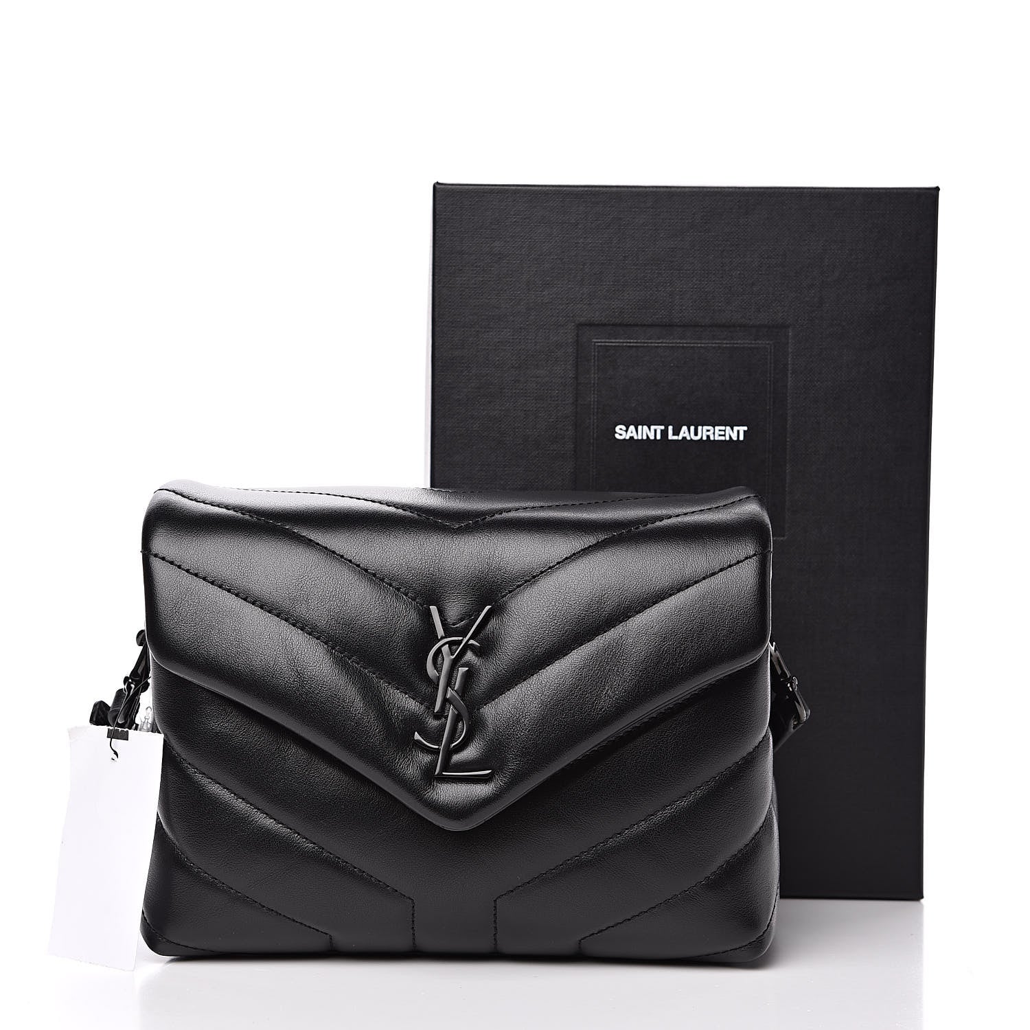 Saint Laurent Calfskin Y Quilted Monogram Toy Loulou Crossbody Bag Black 11 of 11
