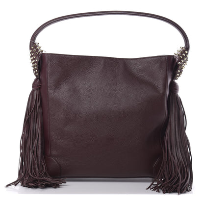 Christian Louboutin Empire Calf Spikes Fringe Eloise Hobo Bordeaux 1 of 10