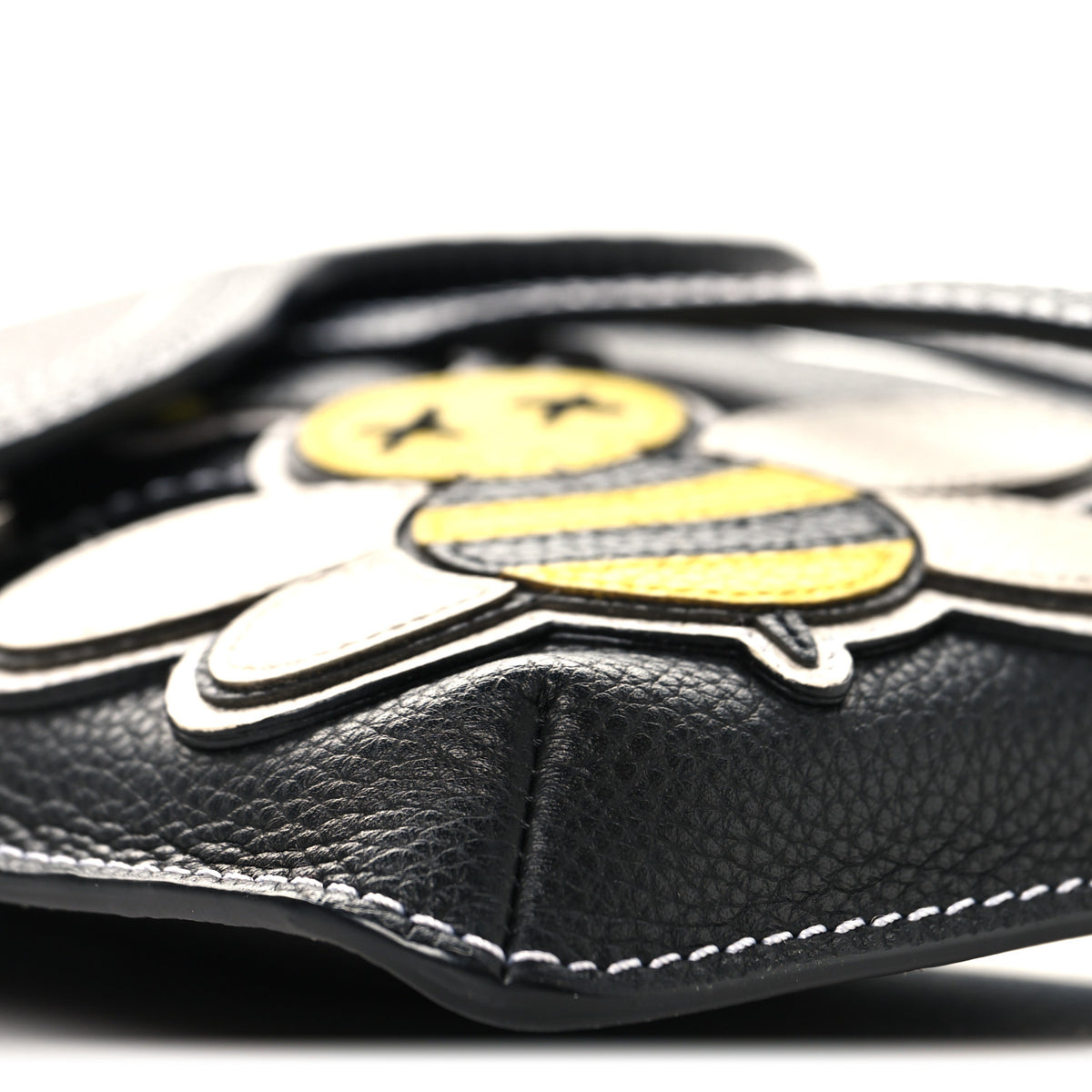 Christian Dior X KAWS Grained Calfskin Bee Saddle Pouch Black 9 of 10