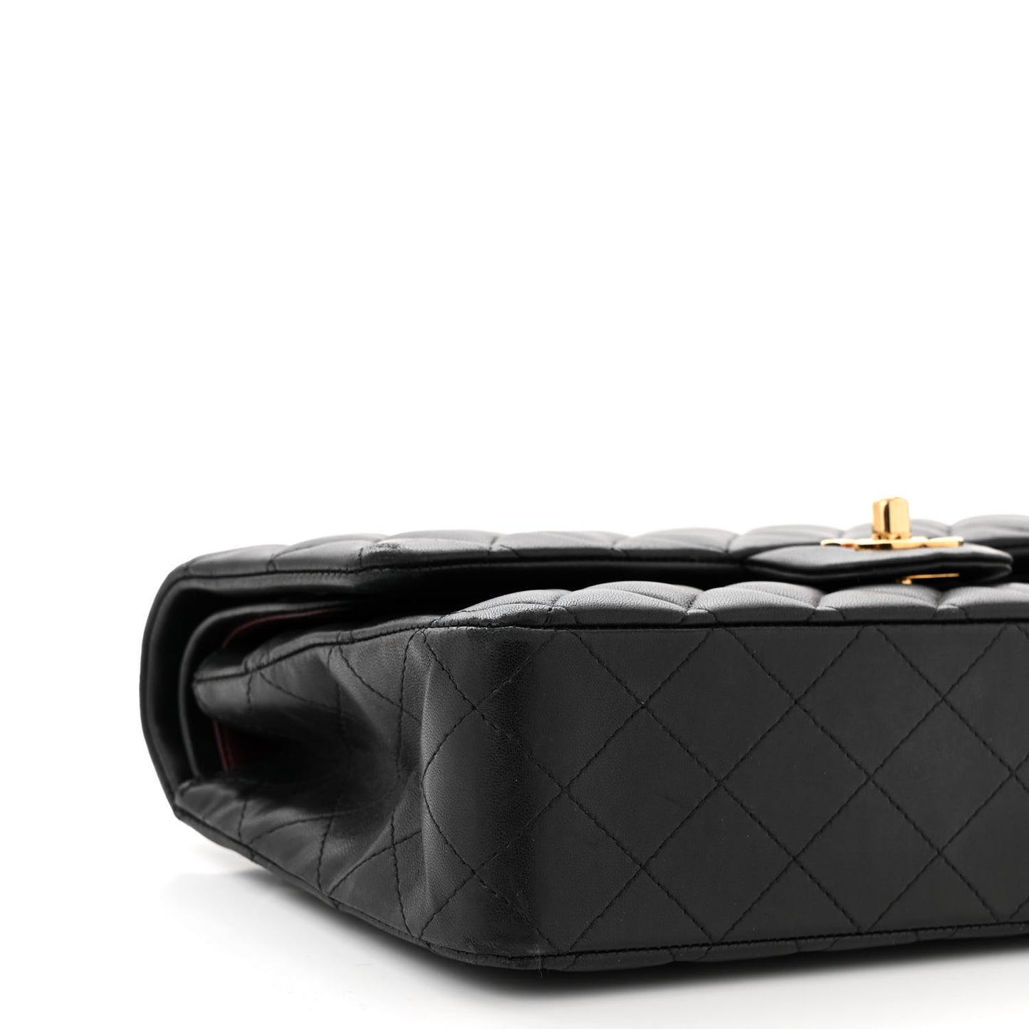 Lambskin Quilted Medium Double Flap Black