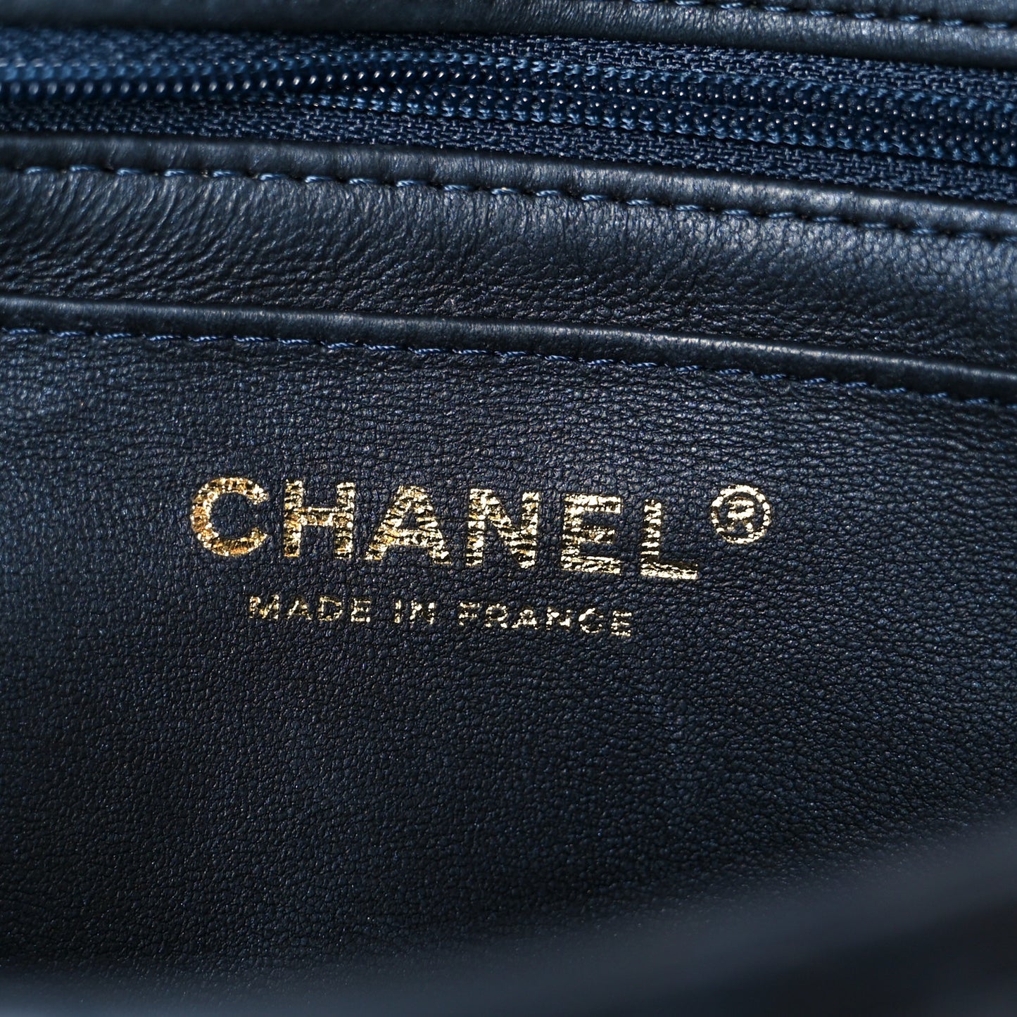 Lambskin Quilted Mini Top Handle Rectangular Flap Navy Blue