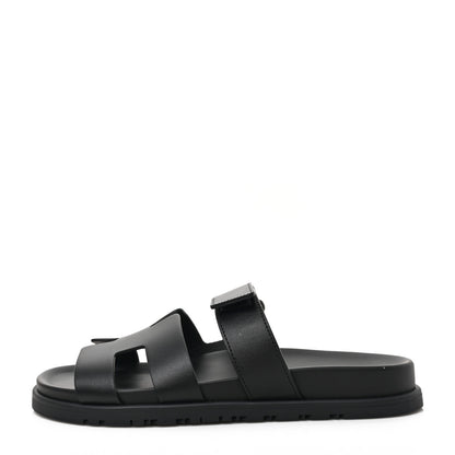Hermes Calfskin Womens Chypre Sandals 39 Black 1 of 9