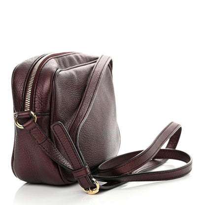 Gucci Metallic Pebbled Calfskin Small Soho Disco Bag Burgundy 3 of 17