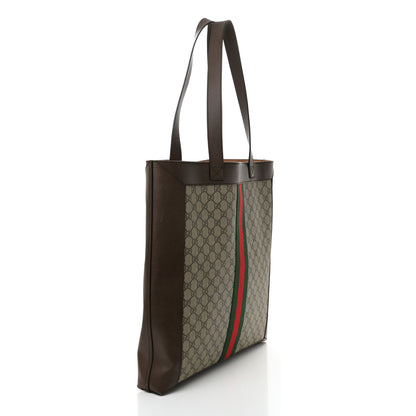 Gucci GG Supreme Monogram Web Large Ophidia Vertical Shopping Tote Brown 4 of 19