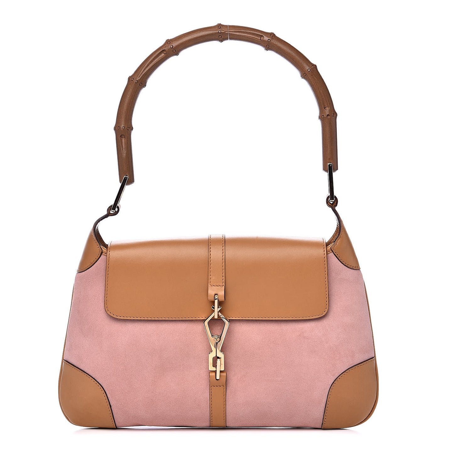 Suede Calfskin Bamboo Handle Jackie O Hobo Pink