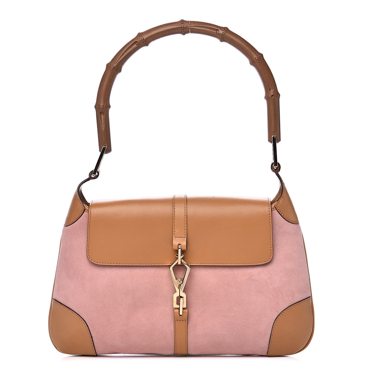 Gucci Suede Calfskin Bamboo Handle Jackie O Hobo Pink 1 of 12