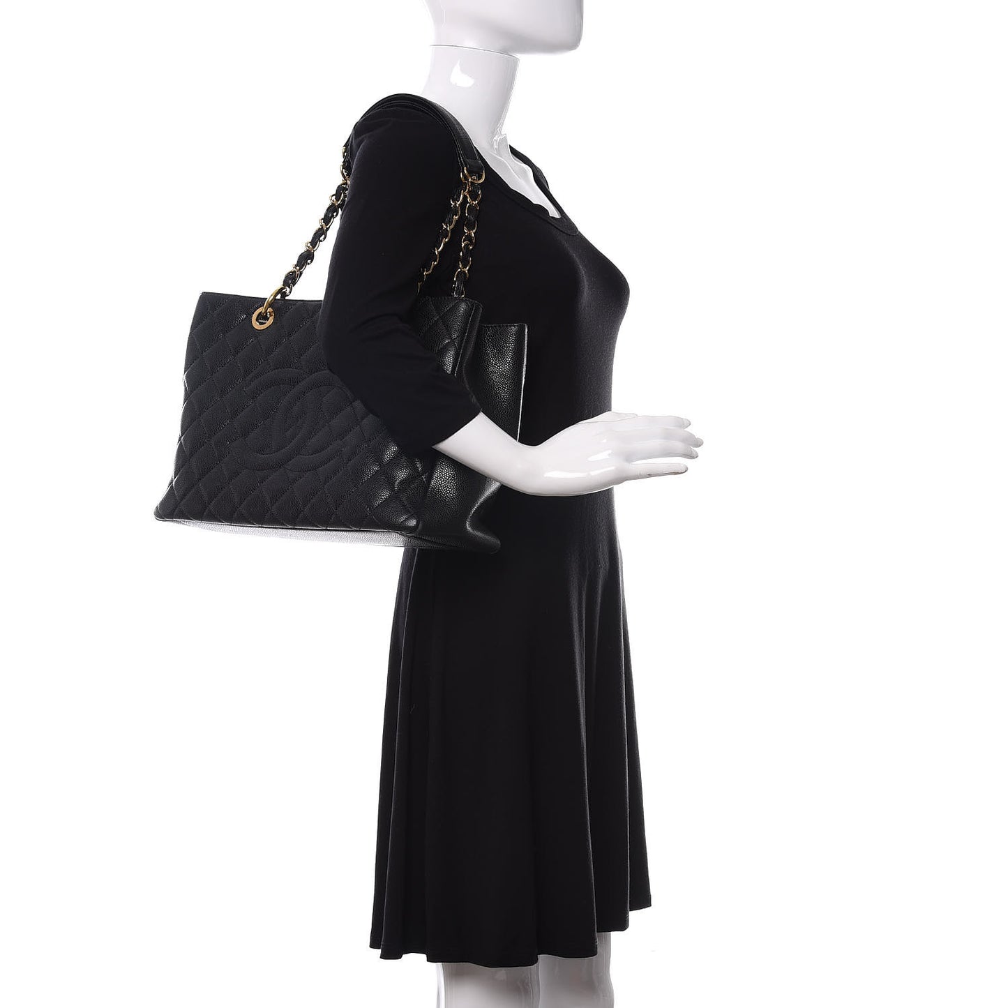 Caviar Quilted Grand Shopping Tote GST Black