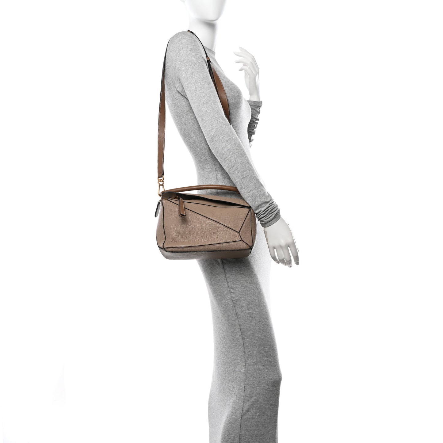 Grained Calfskin Small Puzzle Bag Sand Mink
