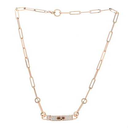 Hermes 18K Rose Gold Diamond Pave Kelly Chaine Choker Necklace 3 of 6
