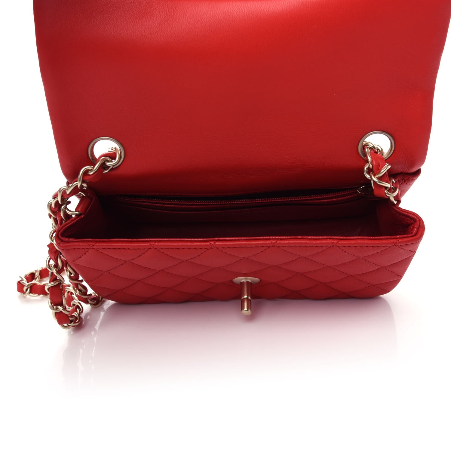 Chanel Lambskin Quilted Mini Rectangular Flap Red 5 of 10
