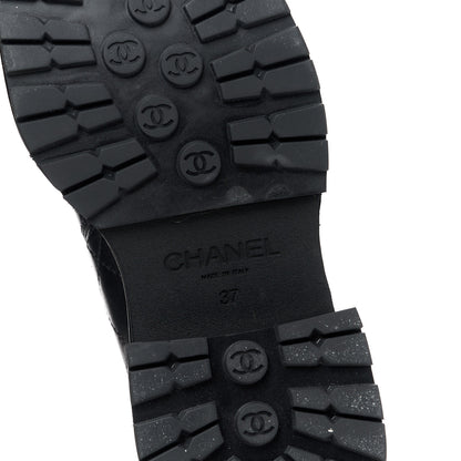 Chanel Calfskin Patent Cap Toe Quilted Short Boots 37 Black 6 of 8