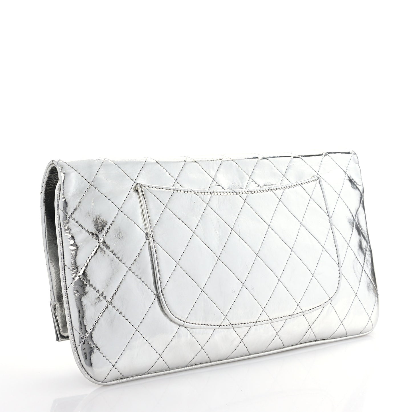 Metallic Crumpled Calfskin Small 31 Pouch Silver