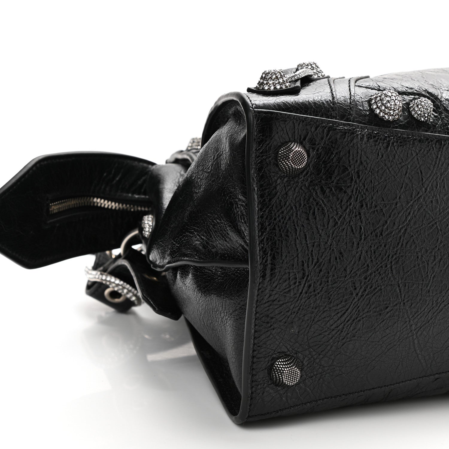 Balenciaga Agneau Arena Crystal Neo Cagole City Handbag Black 9 of 10