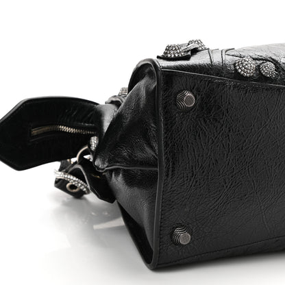Balenciaga Agneau Arena Crystal Neo Cagole City Handbag Black 9 of 10